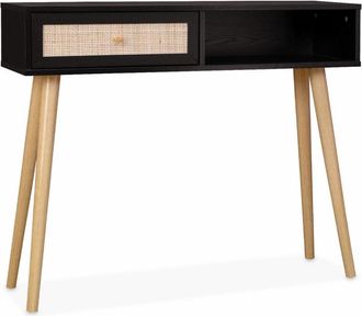 Sweeek Consola estilo escandinavo de ca&ntilde;a, 100cm, negro