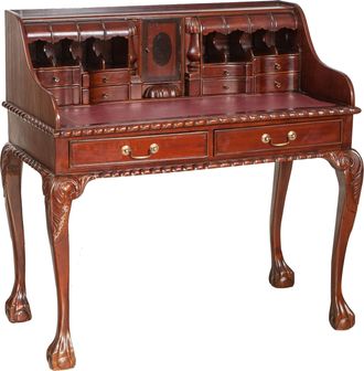 Biscottini International Mesita Con Forma De Cuello De Cisne De Madera Maciza De Caoba Con Efecto Nogal 103x64x105 Cm