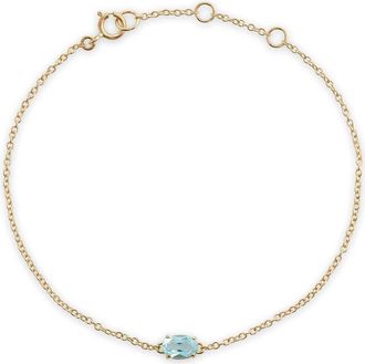 Gemondo Classic Oval Blue Topaz Single Stone Bracelet in 9ct Yellow Gold