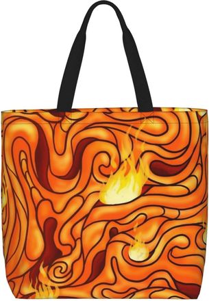 Generic Women Handbag Gold Flame Tote Bag Fashion Retro Shoulder Bags, For Christmas, Birthday, Gym, Wedding, Work