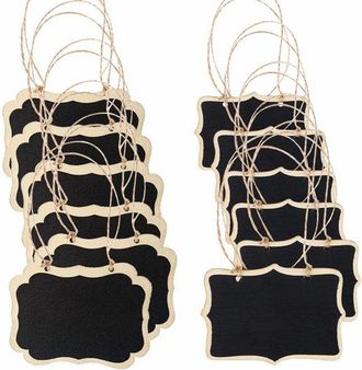 OEM 12 Mini Pizarras, Peque&ntilde;as Pizarras De Madera, Etiquetas Colgantes Peque&ntilde;as, Con Cuerda, Para Colgar, Letreros De Buffet, 8,5 X 6 Cm