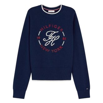 Tommy Hilfiger RWB Nautical Ronde Hals Trui - Dames - Ronde hals truien - Blauw - M - Katoen - Truien & Vesten
