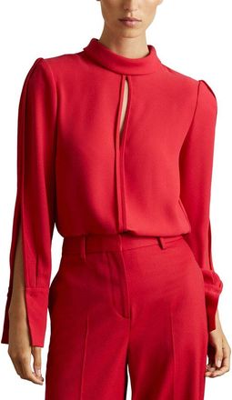 Reiss Cherry Long Sleeve Shoulder Top