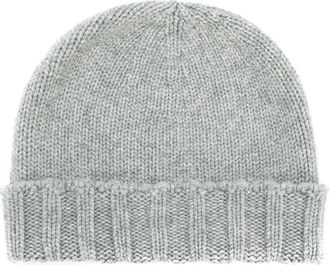 Drumohr Cashmere Kabel Gebreide Beanie - Heren - Hoeden - Grijs - 46 CM - Kasjmier - Accessoires