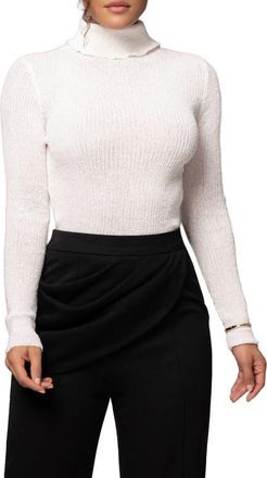JLUXLABEL Carli Turtleneck Rib Top in White at Nordstrom, Size Medium