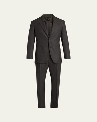 Brioni Mens Wool and Silk Sharkskin Two-Piece Suit