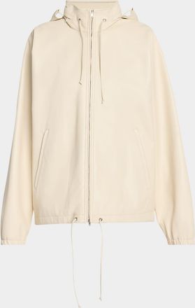 The Row Jilly Leather Zip Hooded Jacket