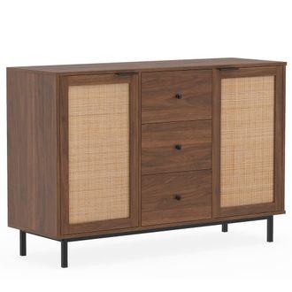 Costway Costway 120cm Sideboard Buffet Cabinet Coffee Bar Table w/2 Doors & 3 Drawers in Brown