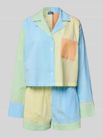 Polo Ralph Lauren Comfort Fit Pyjama aus reiner Baumwolle Modell SCALLOP SEERSUCKER in Hellblau, Gr&ouml;&szlig;e XXL