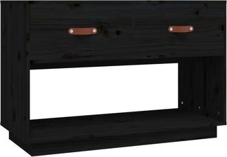 vidaXL Vidaxl - Mueble De Tv Madera Maciza De Pino Negro 90x40x60 Cm