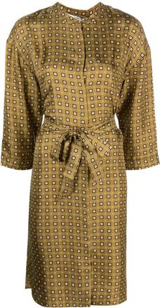 Max Mara graphic-print silk dress - Brown