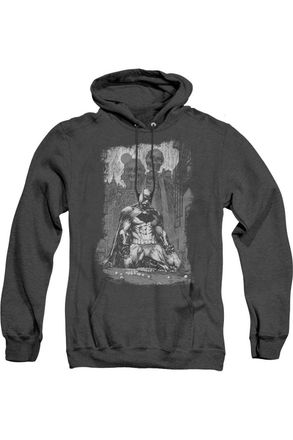 Gildan Batman Sketchy Shadows Adult Heather Hoodie / Hooded Sweatshirt