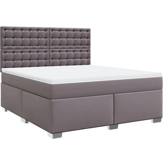 vidaXL Vidaxl - Cama Box Spring Con Colch&oacute;n Cuero Sint&eacute;tico Gris 180x200 Cm