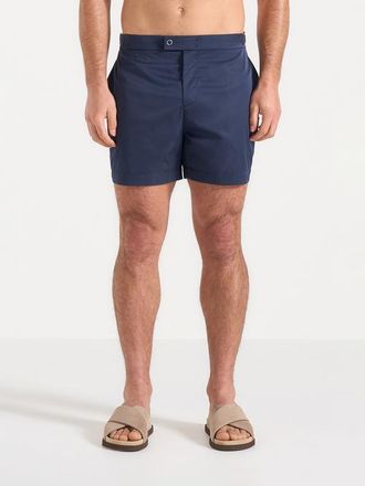Mani&egrave;re De Voir Brian Polished Nylon Swim Shorts in Navy at Nordstrom, Size 34