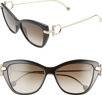 Ferragamo 55mm Cat Eye Sunglasses in Black at Nordstrom Rack