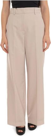 Max Mara Wkdcorone Soft trousers - Dames - Wijde Broeken - Beige - L - Wol - Broeken