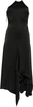 Victoria Beckham Halter Neck Midi Jurk - Dames - Casual kleedjes - Zwart - XS - Satijn - Kleedjes