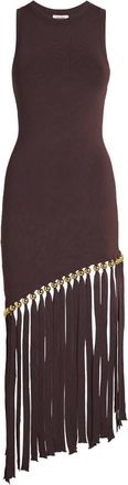 Sandro Sleeveless Fringed-Hem Knitted Midi Dress Size S