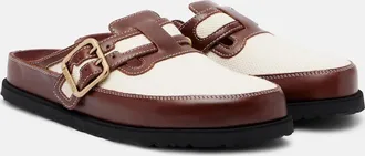 Birkenstock Boston leather-trimmed woven clogs