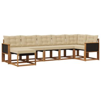 vidaXL Conjunto De Sof&aacute;s De Exterior Con Coj&iacute;n 7 Pcs Natural Y Beige Vidaxl