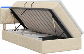 vidaXL Cama De Almacenamiento Led Con Colch&oacute;n Crema 100 X 200 Cm Tela Vidaxl
