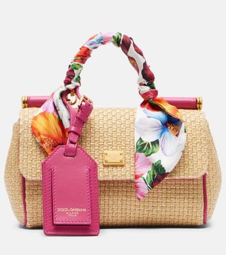 Dolce & Gabbana Sicily Small raffia-effect top-handle bag