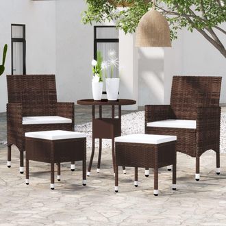 vidaXL Juego De Muebles De Jard&iacute;n De 5 Piezas Rat&aacute;n Sint&eacute;tico Marr&oacute;n Vidaxl