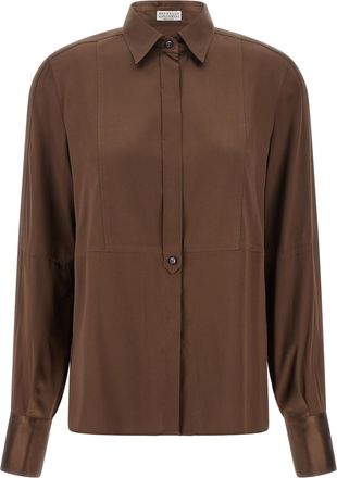 Brunello Cucinelli Brown Silk Womens Blouse
