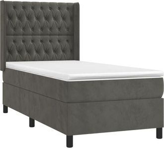 vidaXL Vidaxl - Cama Box Spring Colch&oacute;n Y Led Terciopelo Gris Oscuro 90x190 Cm