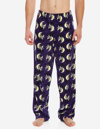 Leveret Mens Fleece Holiday Pajama Pants in Wolf & Moon Purple at Nordstrom, Size Xx-Large