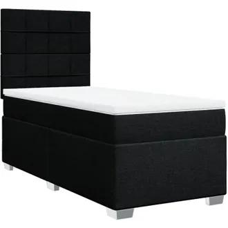 vidaXL Cama Box Spring Con Colch&oacute;n Tela Negro 100x200 Cm Vidaxl