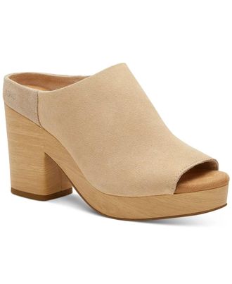 Toms Florence Sandals Womens Honey Beige Suede Peep Toe Block Heel HTAT516