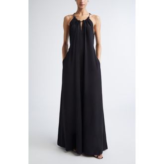 Max Mara Alamaro Wide Leg Jumpsuit in Black at Nordstrom, Size 12