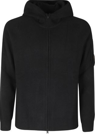 C.P. Company Black Lambswool GRS Knitted Zip-Through Knit