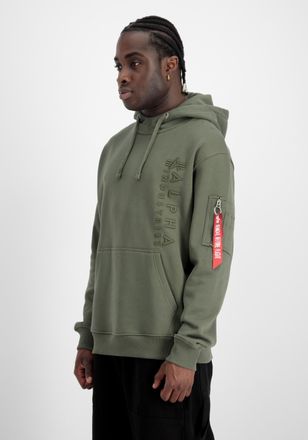 Alpha Industries Hoodie ALPHA INDUSTRIES Embroidery Hoodie, Herren, Gr. XXL, gr&uuml;n (schwarz olive), Obermaterial: 80% Baumwolle, 20% Polyester, regular fit, Sweatshirts