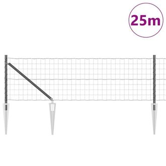 Berkfield Home Modern Euro Fence with 13 Spike Posts 0.6x25 m Galvanised Steel Grey
