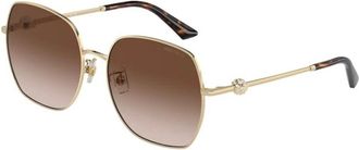 Jimmy Choo London Gouden Montuur Bruine Verloopglazen Zonnebril - Dames - Zonnebrillen - Geel - 59 MM - Accessoires