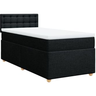 vidaXL Cama Box Spring Con Colch&oacute;n Tela Negro 90x190 Cm Vidaxl