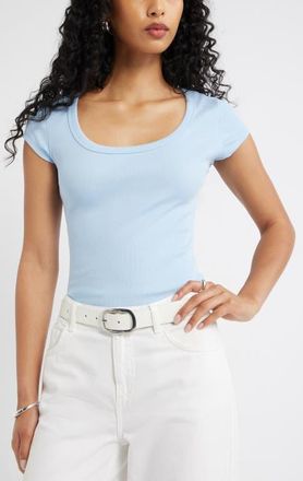 Open Edit Scoop Neck Stretch Cotton T-Shirt in Blue Cerulean at Nordstrom, Size Xx-Small