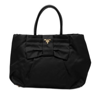 Prada Black Nylon Leather Handbag Tote Bag (Pre-Owned)