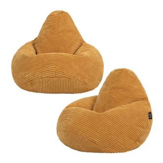 Icon Brand Set de 2 pufs infantil reclinable de pana amarillo ocre