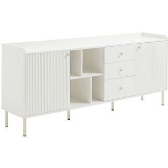 Vente-Unique Credenza 2 ante, 3 cassetti e 4 vani Bianco e dorato - LUNAOR