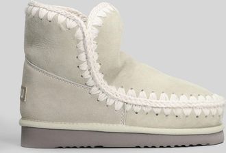 Mou Eskimo 18 Low Heels Ankle Boots In Grey Suede