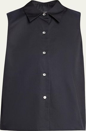 Vince Sleeveless Buttoned Poplin Top