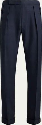 Ralph Lauren Purple Label Mens Cashmere and Silk Glen Plaid Pleated Trousers