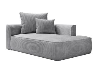 Vente-Unique Chaise longue de pana en gris claro PINETA