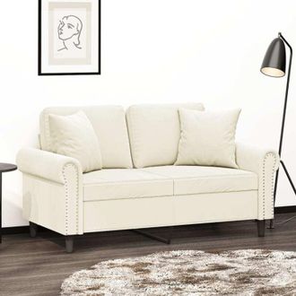 vidaXL vidaXL Divano a 2 Posti con Cuscini Crema 120 cm in Velluto