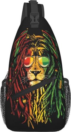 Generic Jamaican Lion Flag Chest Bag Breathable Crossbody Bag Trendy Daypack For Runner Camping Women