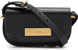 AllSaints Etta Croc Xbody Cross Body Womens Handbags Black, Leather