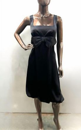 ABS COLLECTION Satin Cocktail Dress With Bow In Black